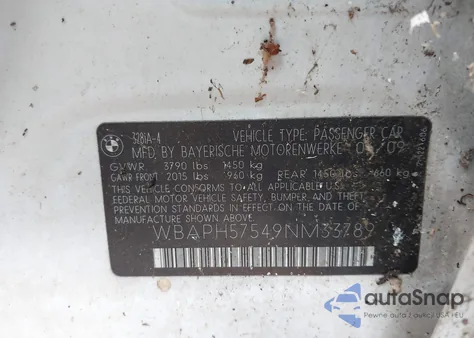 2009 BMW 328I from USA, damaged, VIN WBAPH57549NM33789